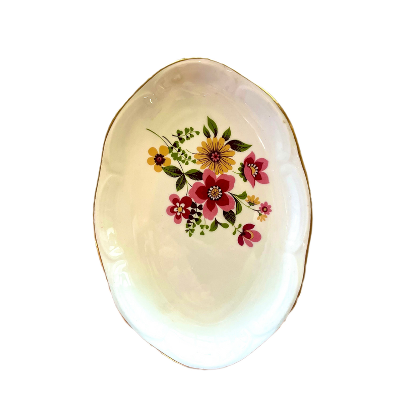 ASSIETTE DE SERVICE OVALE FLORAL VINTAGE