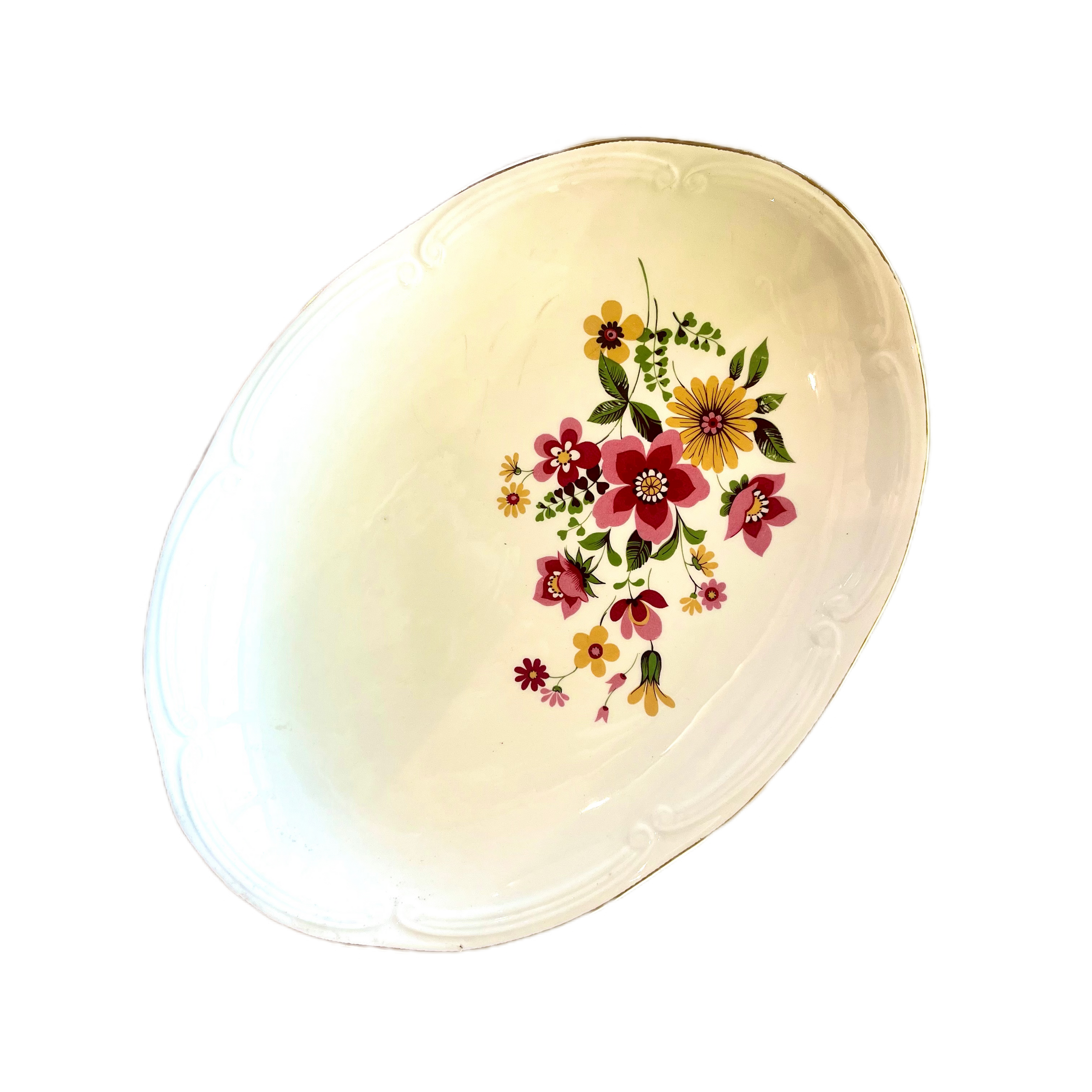 ASSIETTE DE SERVICE OVALE FLORAL VINTAGE