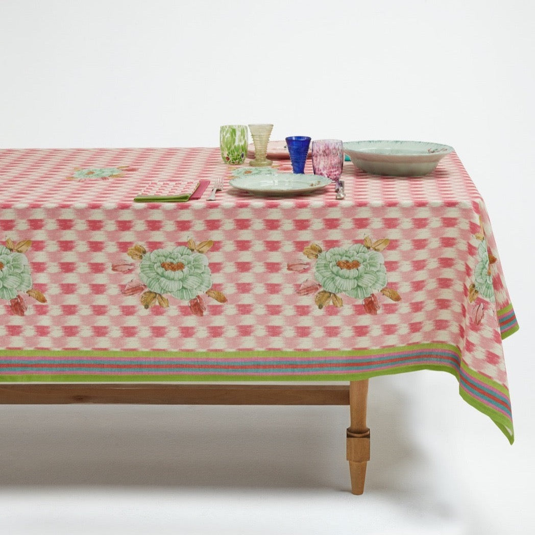 VERANDA MAGENTA PINK - LINNEN TABLECLOTH - 180x350cm