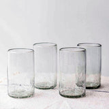 LARGE GLASS CRACKLED GLASSES - SET OF 4