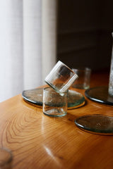 SMALL GLASS CRACKLED GLASSES - SET OF 4