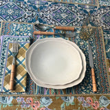 TABLECLOTH MARLEY BLUE AND MUSTARD