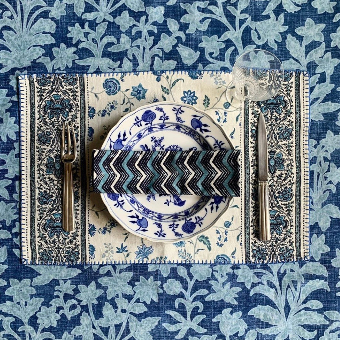 NAPKIN LAHERIA BLUE - SET OF 10