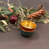 CHAMPAGNE BOWL BELVEDERE FOREST GREEN MAT AND GOLD