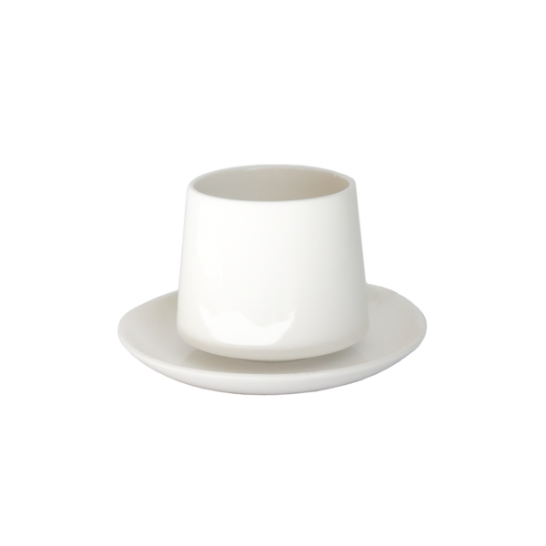 CUP AND SAUCER SIMPLE BLANCHE - SET OF 4