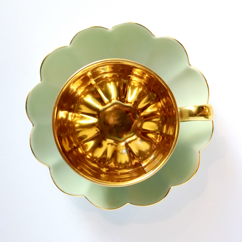 ESPRESSO CUP MELONE - CELADON AND 24 KT GOLD