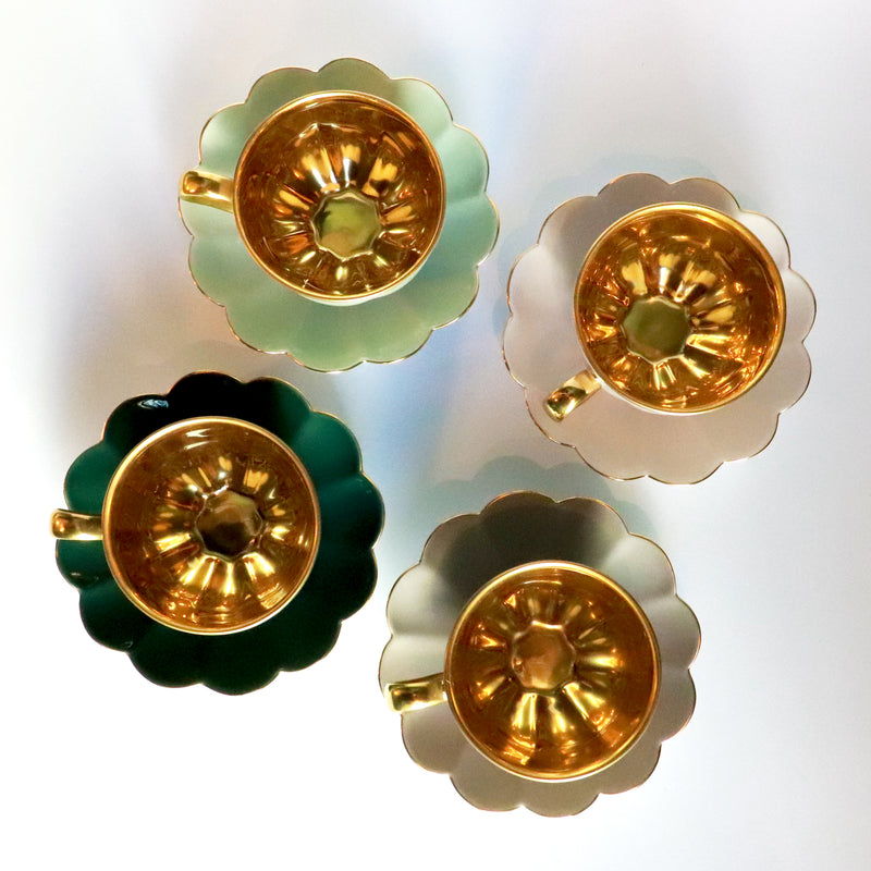 ESPRESSO CUP MELONE - CELADON AND 24 KT GOLD